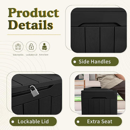Devoko 31 Gallon Waterproof Outdoor Storage Box Resin Deck Box Lockable and UV - Image 5