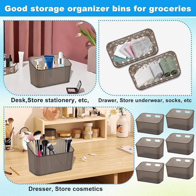 6Pcs Storage Organizer Bins Wall Mounted Organizer Basket Large Size Clear - Image 5