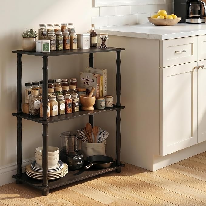 Furinno TURN-N-TUBE Storage Shelves, 3-Tier Book Shelf, Corner Shelf, Toolless - Image 2