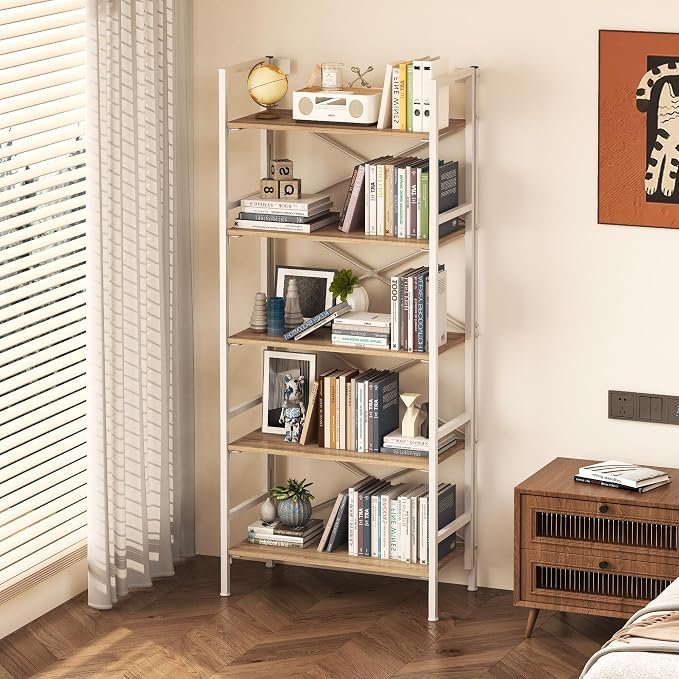 Folding Bookshelf, 5 Tier Bookcase Foldable Shelf - Image 5