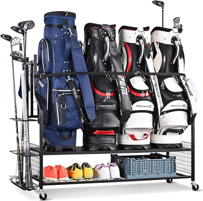 Mythinglogic Golf Bag Storage Organizer, Extra Large Golf Storage Stand by Mythinglogic