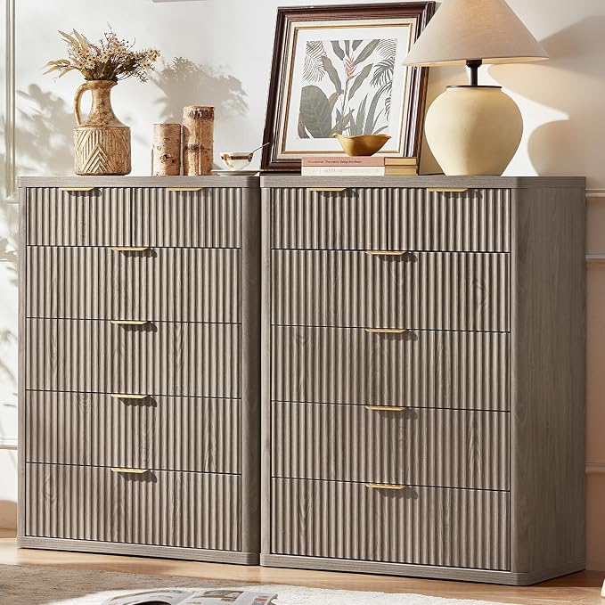 LEYAOYAO Fluted 6 Drawers Dresser by LEYAOYAO-Findtheshiningpointofyourideallife%EF%BC%81