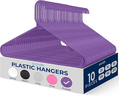 SereneLife Premium 10 Pack Plastic Hangers, Lightweight, Space Saving Clothes by SereneLife