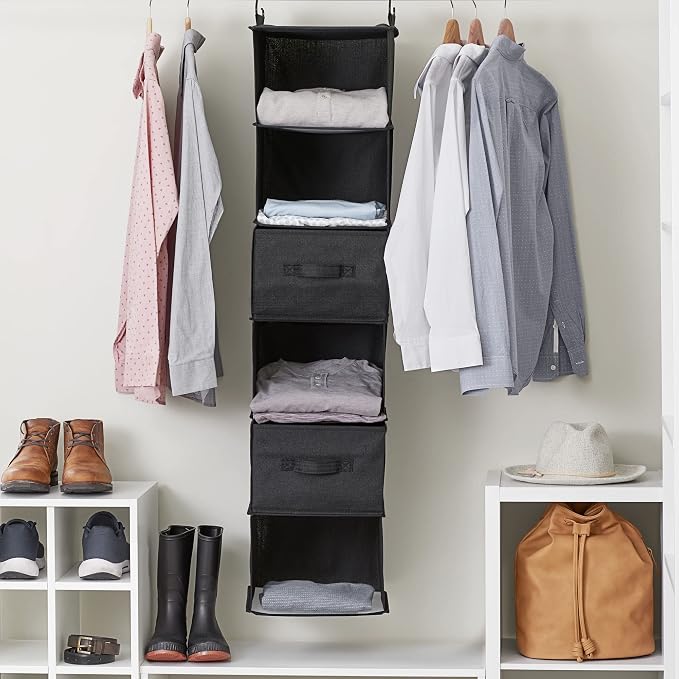Household Essentials Black 6 Shelf Hanging Closet Organizer Shelf - Image 8
