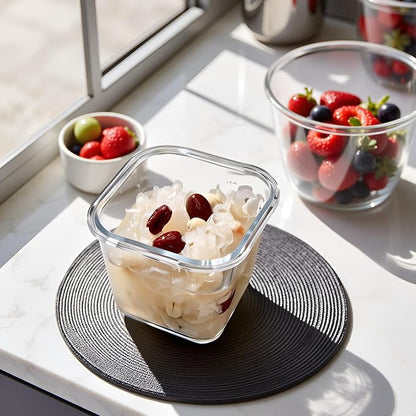 H.JSS WDJS 32oz Square Glass Food Storage Containers - Image 3
