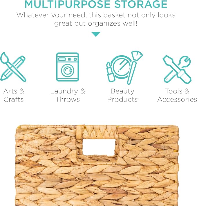 Best Choice Products 10.5x10.5in Pack of 5 Cube Storage Baskets, Water Hyacinth - Image 5