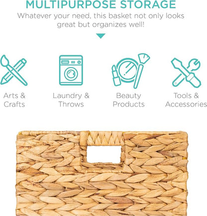 Best Choice Products 10.5x10.5in Pack of 5 Cube Storage Baskets, Water Hyacinth - Image 5