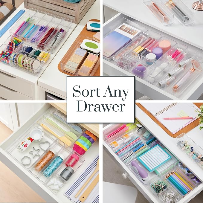 STORi SimpleSort 10-Piece Stackable Clear Drawer Organizer Set | Multi-size - Image 4