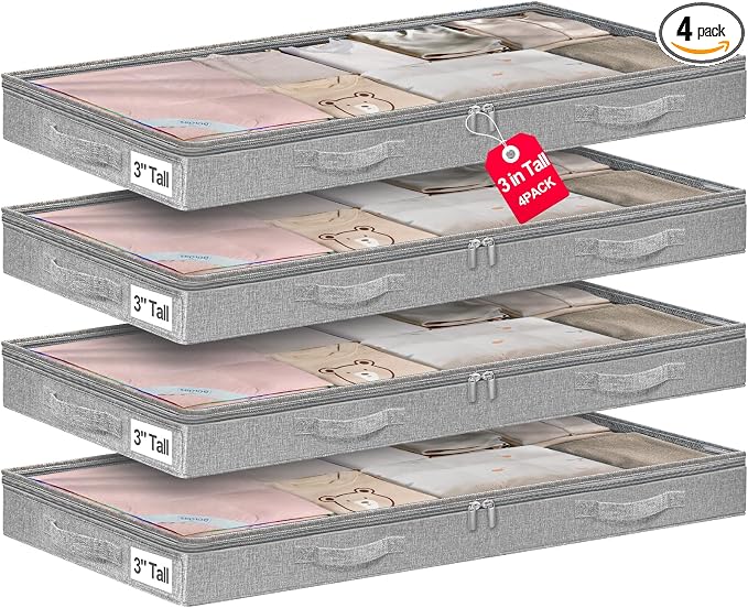 punemi 3 Inches Low Profile Under Bed Storage Containers，No-Structure, Soft by Punemi