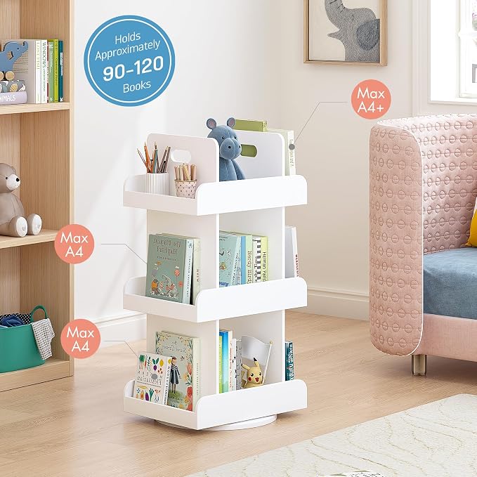 Spirich Kids Rotating Bookshelf Tower, Spinning Bookcase - Image 7