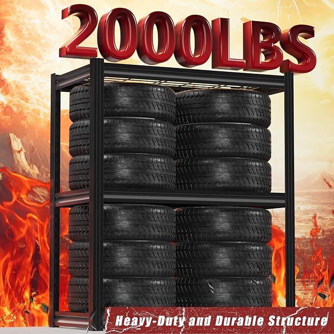 Garage Shelving Heavy Duty 3-Tier Storage Shelves Metal Shelving 2000LBS Garage - Image 5