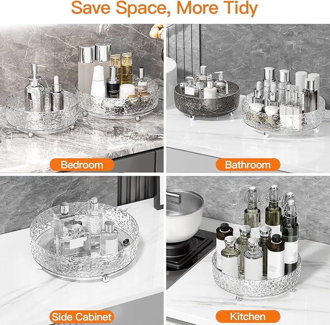 360 Rotating Makeup Organizer, Cosmetics Lazy Susan Spinning Skincare Storage - Image 5