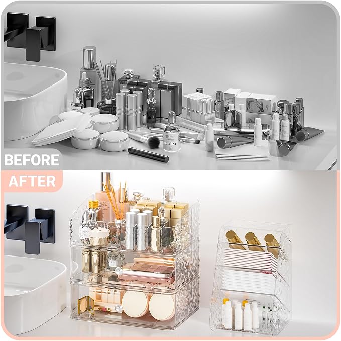 Makeup Organizer with Brush Holder Plastic Makeup Drawers - Image 7