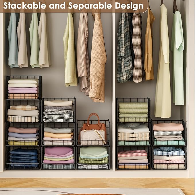 5-Tier Stackable Closet Organizers and Storage Baskets, Closet Shelf Organizer - Image 7