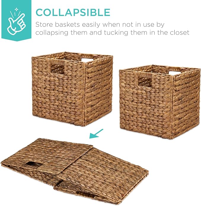 Best Choice Products 10.5x10.5in Pack of 5 Cube Storage Baskets, Water Hyacinth - Image 3