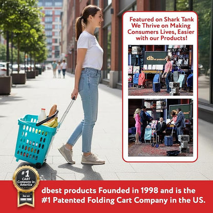 dbest products Bigger GoCart Grocery Cart Rolling Shopping Laundry Basket on - Image 9