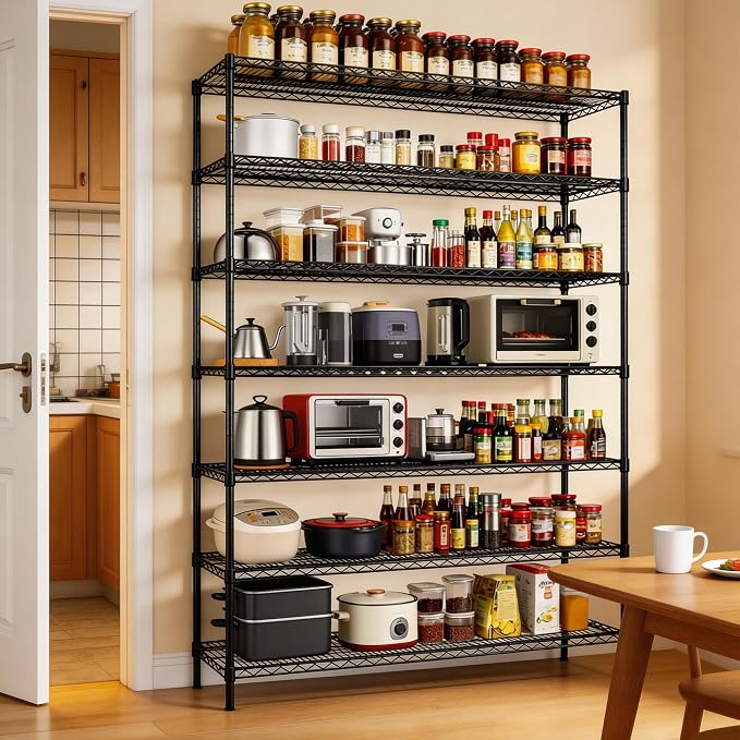 Finnhomy 4200LBS 7-Tier Wire Shelving Unit Adjustable Steel Wire Rack, Pantry - Image 2