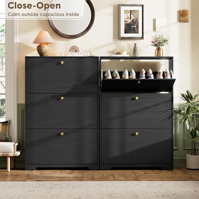 Nicetree Shoe Cabinet with 3 Flip Drawers, Narrow Shoe Organizer Cabinet - Image 3