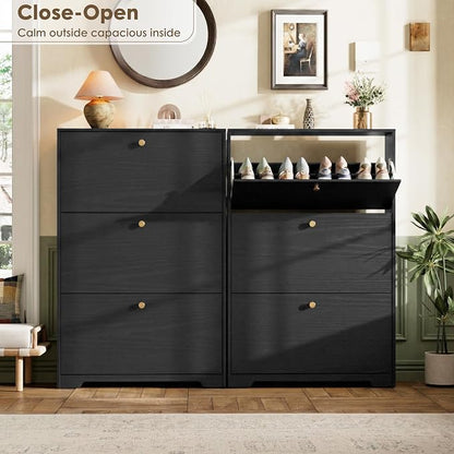 Nicetree Shoe Cabinet with 3 Flip Drawers, Narrow Shoe Organizer Cabinet - Image 3