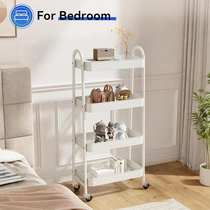 NEWBULIG 4-Tier Metal Rolling Storage Cart, Heavy Duty Mobile Utility Organizer - Image 7