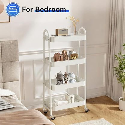 NEWBULIG 4-Tier Metal Rolling Storage Cart, Heavy Duty Mobile Utility Organizer - Image 7