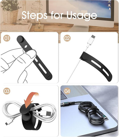 40Pcs Nearockle Reusable Cable Ties, Adjustable Silicone Cord Organizer Small - Image 3