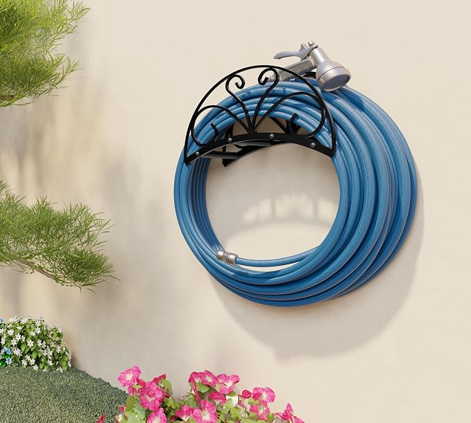 Fire Beauty Heavy-Duty Metal Hose Holder, Wall-Mounted Garden Hose Reel - Image 5