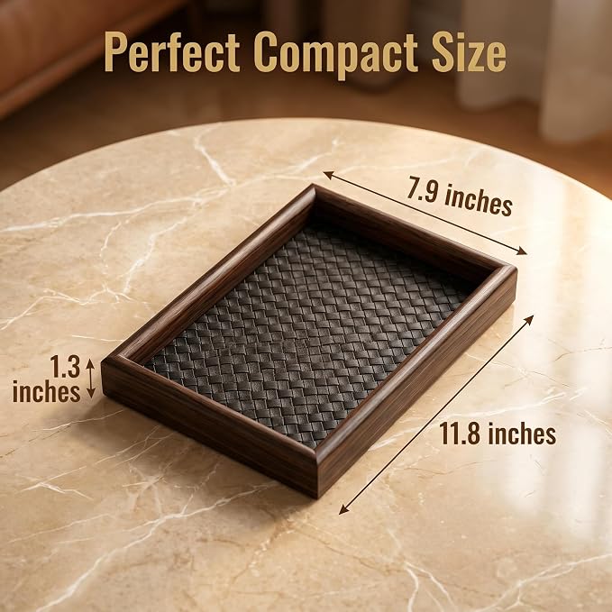 Wooden Valet Tray with Leather Base - Image 7