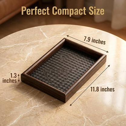 Wooden Valet Tray with Leather Base - Image 7