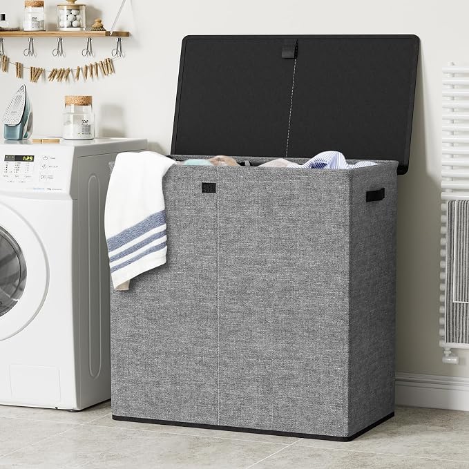 WOWLIVE Laundry Hamper with Lid, 180L Large Laundry Basket 3 Section with - Image 3