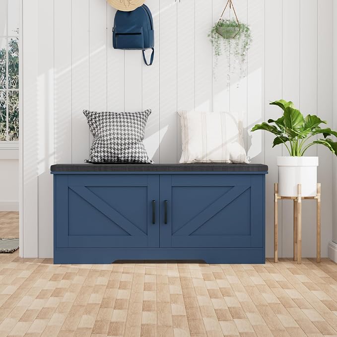 HOMSHO Farmhouse Shoe Storage Bench - Image 2