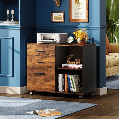 DEVAISE 3-Drawer Mobile File Cabinet, Lateral Filing Cabinet, Rustic Brown | - Image 7