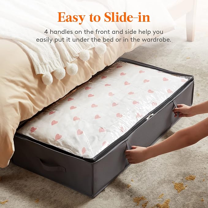 Lifewit 95L 3 Pack Under Bed Storage Containers, Large Capacity Blanket Storage - Image 3