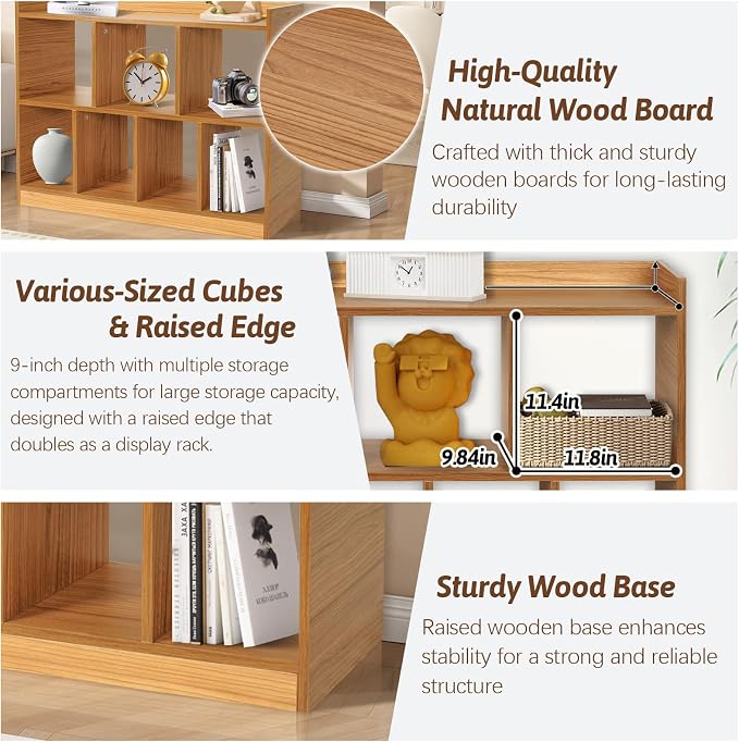 DOUSY- 7 Cube Bookshelf, Open Wooden Bookcase - Image 4