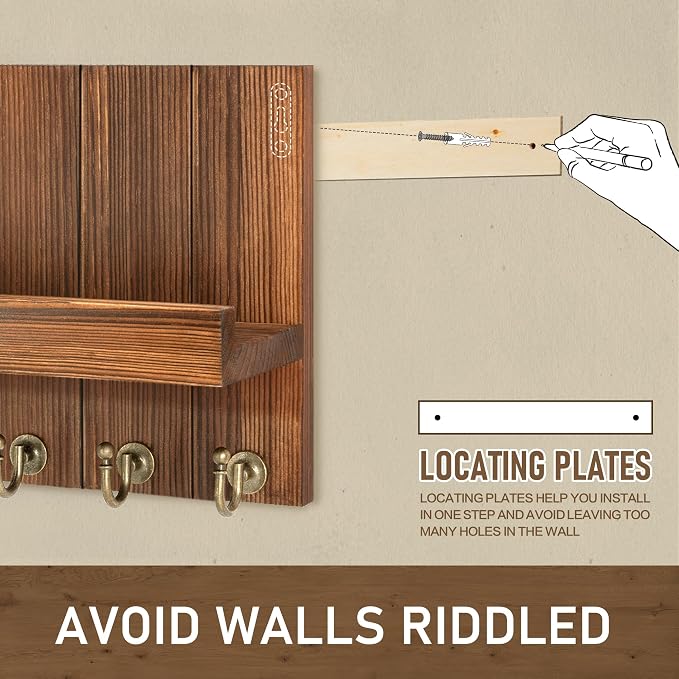 Rebee Vision Pine Wood Key Holder Wall Mount - Image 3