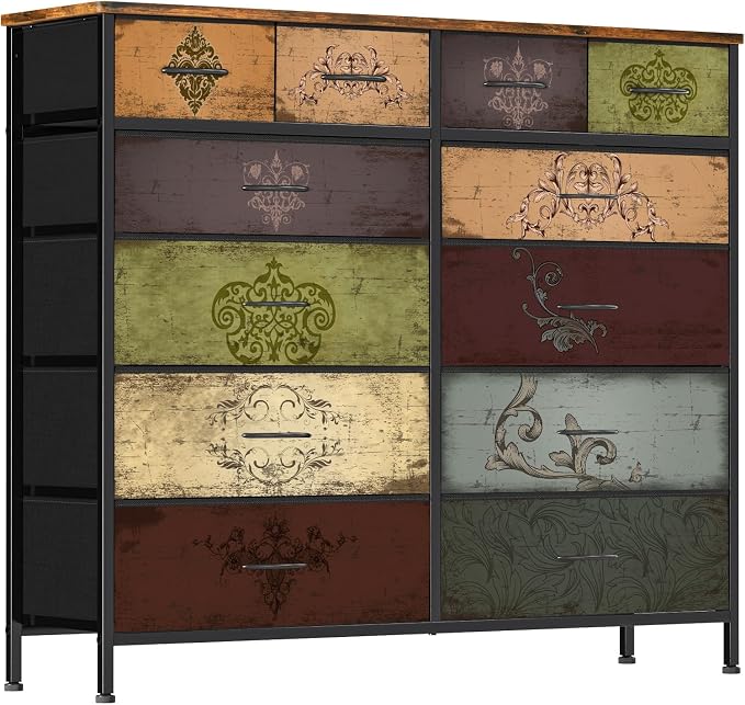 Dresser for Bedroom with 12 Drawers, Tall Fabric Drawer Dresser, Chest of by VASICAR