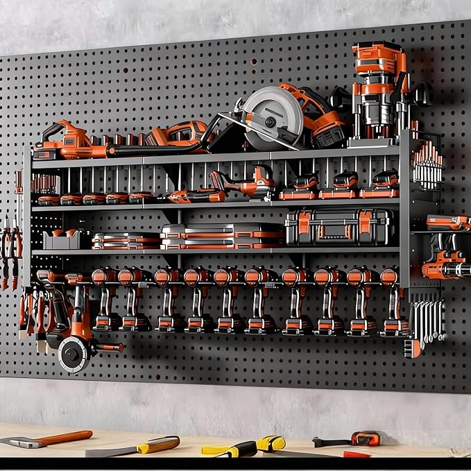 49" W Super Large Power Tool Organizer Wall Mount, Heavy Duty Cordless Tool - Image 3