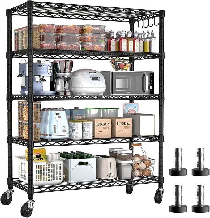 PrimeZone 74''H Wire Shelving 1250lbs 5 Tier Storage Shelves by PrimeZone