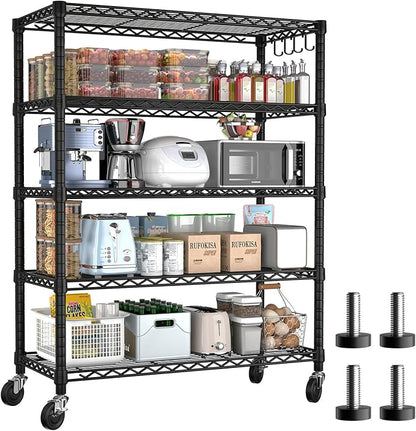 PrimeZone 74''H Wire Shelving 1250lbs 5 Tier Storage Shelves by PrimeZone