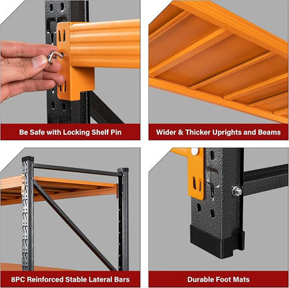 71.3" Wide Heavy Duty Garage Shelving Units, 5000LBS Deep Storage Shelves - Image 7