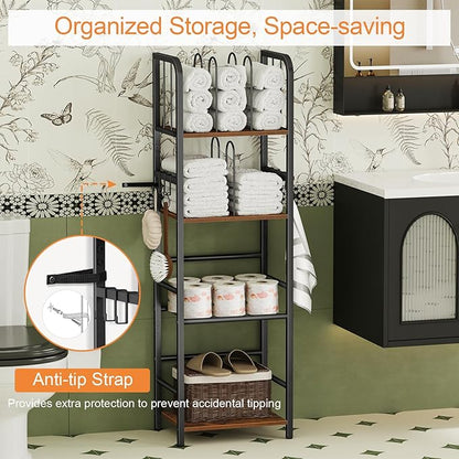 Snughome Towel Rack Free Standing 4-Tier M-Shaped Detachable Dividers, Metal - Image 4