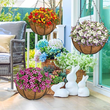 6 Pack 14 Inch Metal Round Hanging Planter Basket - Image 6