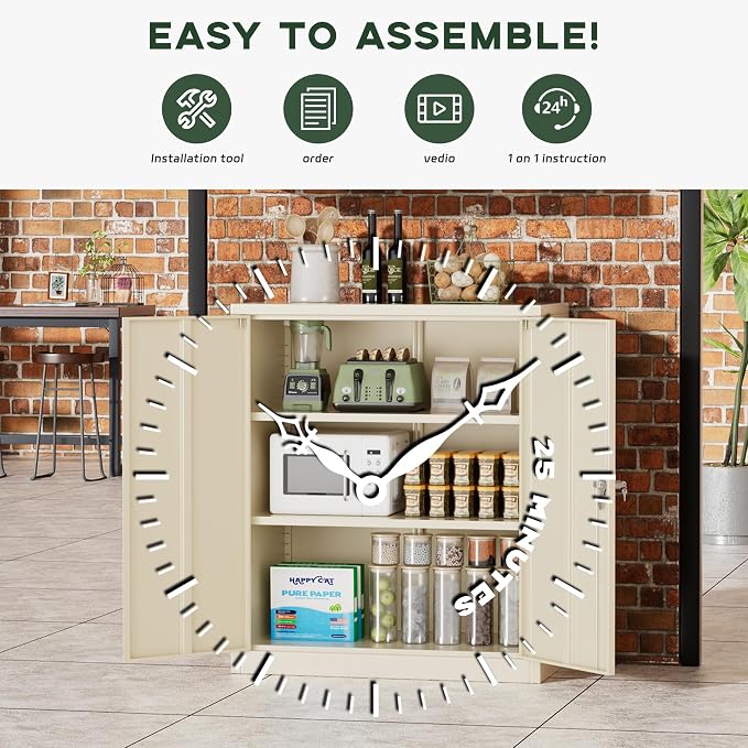 Greenvelly Metal Storage Cabinet, Lockable Storage Cabinets - Image 6