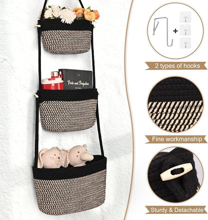 Hanging Basket, 3-Tier Woven Wall Basket - Image 6