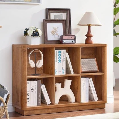 6 Cube Storage Organizer, Floor Standing 2-Tier Wooden Bookshelf by Joaxswe