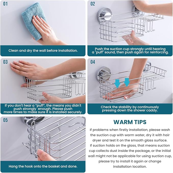 TAILI Shower Caddy Suction Cup 2 Pack - Image 7