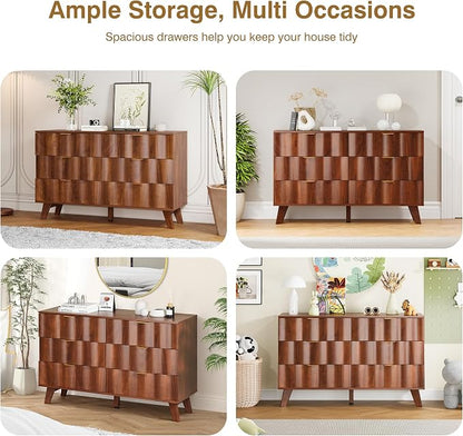 6 Drawer Dresser, Modern Fluted Storage Dresser - Image 8