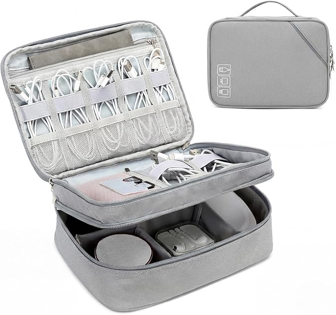 Lanola Travel Cable Organizer Bag, Electronic Accessories Case Portable Double by Lanola