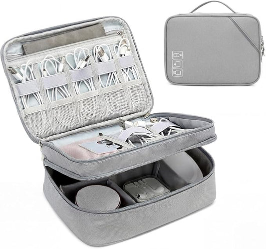 Lanola Travel Cable Organizer Bag, Electronic Accessories Case Portable Double by Lanola