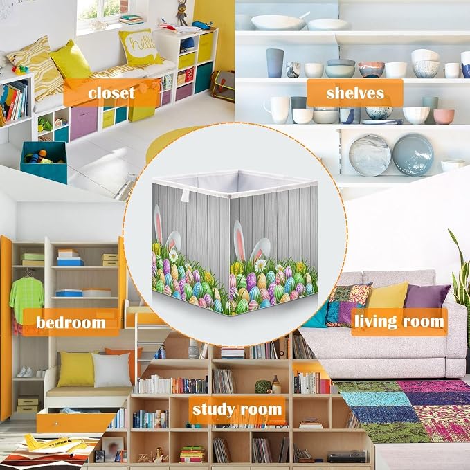 Easter Grass Eggs Closet Organizers Storage Cubes Storage Bins Shelf Baskets - Image 6